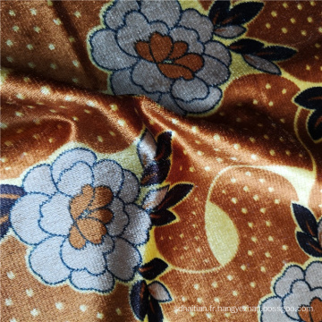 Tissu velours 100% polyester imprimé à motifs